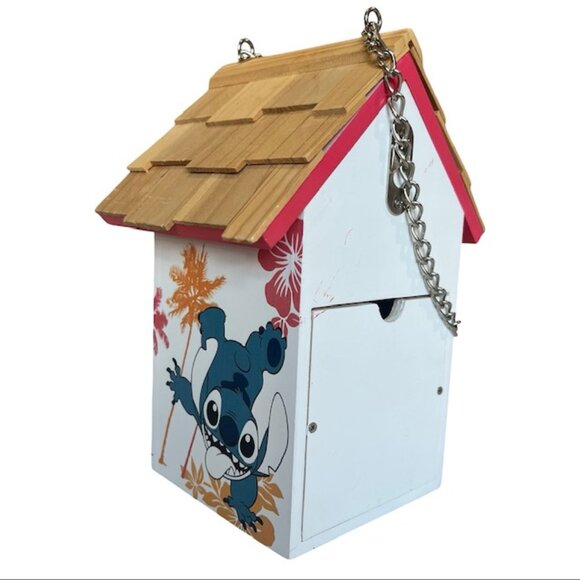 Disney Lilo & Stitch Blue Orange Wooden Birdhouse - Viral Tiktok - 9-1/4" Tall - Picture 13 of 14